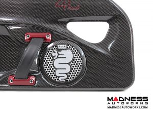 Alfa Romeo 4C Carbon Fiber Speaker Grill Covers - Alfa Logo in White 